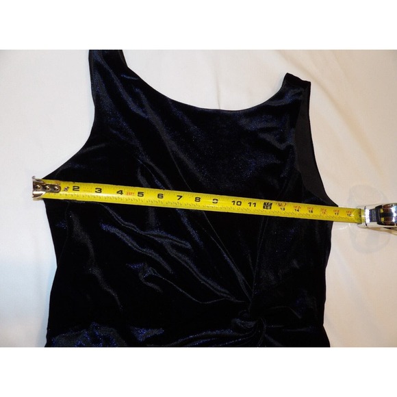 Calvin Klein Dress Womens 10 Navy Blue Velvet Twist Knot V Neck Sleeveless Knee - Picture 7 of 10